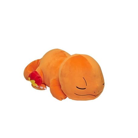 Peluche Salameche Dort 40cm - BANDAI - Pokémon - Doudou ou Oreiller pour Enfant de 2 ans et plus
