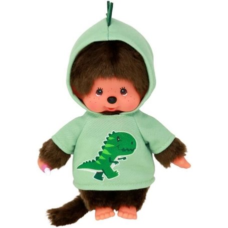 Peluche Monchhichi Dinosaure - BANDAI - 20 cm - Douce peluche