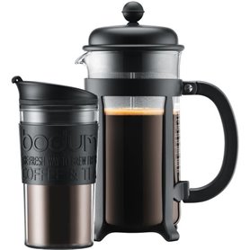 Cafetiere a piston - BODUM - JAVA SET - 8 tasses 1.0 l + mug isotherme plastique 0.35 l