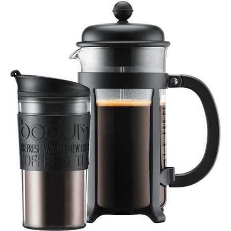 Cafetiere a piston - BODUM - JAVA SET - 8 tasses 1.0 l + mug isotherme plastique 0.35 l
