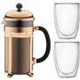 Cafetiere a piston - BODUM - CHAMBORD SET - 8 tasses 1.0 l + 2 verres PAVINA double paroi 25 cl