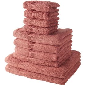 TODAY Lot de 4 Serviettes Invité 30x50 cm + 4 Serviettes de Bain 50x100 cm + 2 Draps de Bain 70x130 cm 100% coton Terracotta