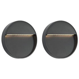 vidaXL Appliques murales à LED d'extérieur 2 pcs 3 W Noir Rond