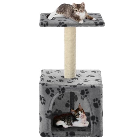 vidaXL Arbre à chat avec griffoirs en sisal 55 cm Gris Motif de pattes