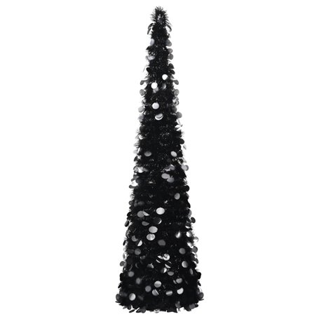 vidaXL Sapin de Noël artificiel escamotable noir 180 cm PET