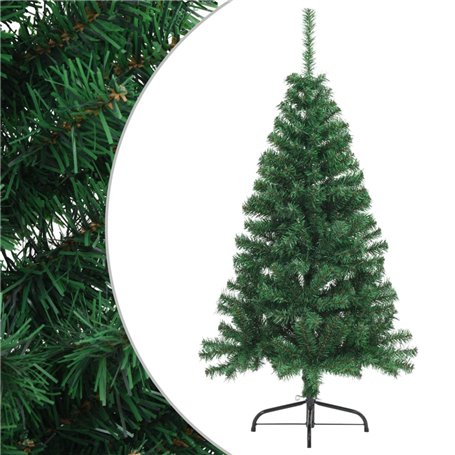 vidaXL Sapin de Noël artificiel moitié avec support vert 150 cm PVC