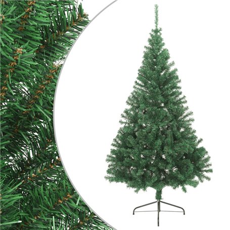 vidaXL Sapin de Noël artificiel moitié avec support vert 180 cm PVC