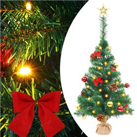 vidaXL Arbre de Noël artificiel pré-éclairé avec boules vert 64 cm