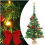 vidaXL Arbre de Noël artificiel pré-éclairé avec boules vert 64 cm