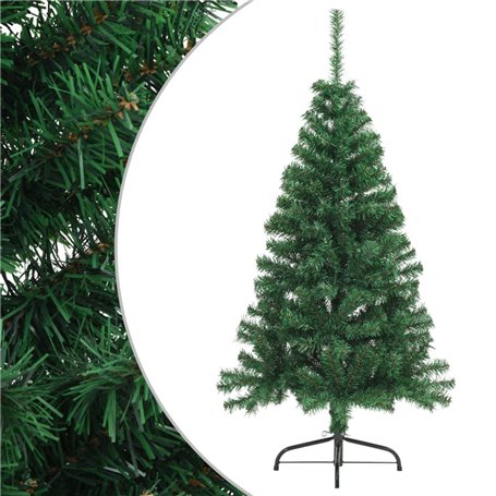 vidaXL Sapin de Noël artificiel moitié avec support vert 120 cm PVC