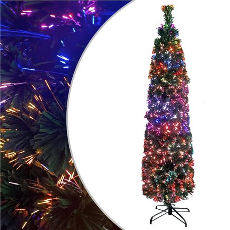 vidaXL Arbre de Noël artificiel mince et support 120 cm fibre optique