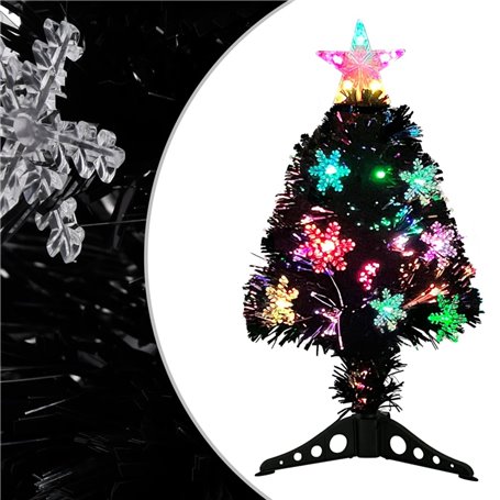 vidaXL Sapin de Noël et flocons de neige LED Noir 64 cm Fibre optique