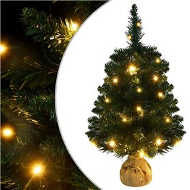 vidaXL Sapin de Noël artificiel pré-éclairé et supports vert 60 cm PVC