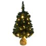 vidaXL Sapin de Noël artificiel pré-éclairé et supports vert 90 cm PVC