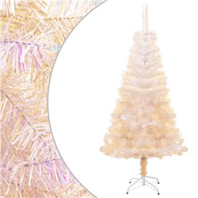 vidaXL Sapin de Noël artificiel pointes iridescentes Blanc 150 cm PVC