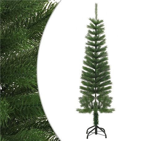 vidaXL Sapin de Noël artificiel mince avec support 150 cm PE