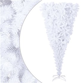 vidaXL Sapin de Noël artificiel renversé avec support Blanc 180 cm