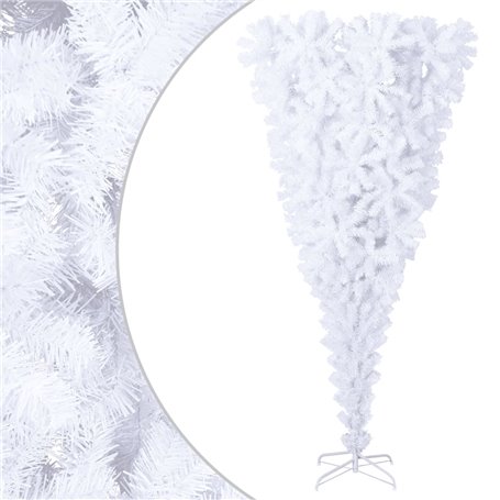 vidaXL Sapin de Noël artificiel renversé avec support Blanc 180 cm