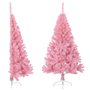 vidaXL Demi sapin de Noël artificiel avec support Rose 150 cm PVC