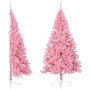 vidaXL Demi sapin de Noël artificiel avec support Rose 180 cm PVC