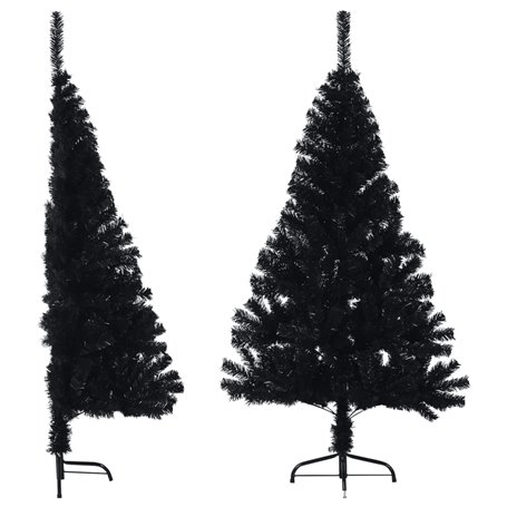 vidaXL Demi sapin de Noël artificiel avec support Noir 150 cm PVC