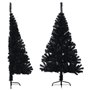 vidaXL Demi sapin de Noël artificiel avec support Noir 150 cm PVC