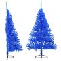 vidaXL Demi sapin de Noël artificiel avec support Bleu 120 cm PVC