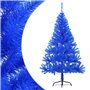 vidaXL Demi sapin de Noël artificiel avec support Bleu 120 cm PVC