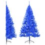 vidaXL Demi sapin de Noël artificiel avec support Bleu 180 cm PVC