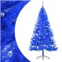 vidaXL Demi sapin de Noël artificiel avec support Bleu 180 cm PVC