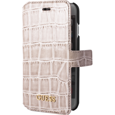 Etui folio Guess beige effet croco pour iPhone 7/8