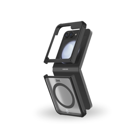 Double Coque Renforcée Galaxy Z Flip 6 DUO Compatible MagSafe Frost Noire - Garantie à vie Force Case