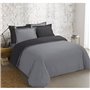 VISION - Bicolore - Housse de couette Réversible 200x200cm avec 2 taies 65x65cm - Anthracite/gris - 100% coton