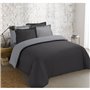 VISION - Bicolore - Housse de couette Réversible 240x220cm avec 2 taies 65x65cm - Anthracite/gris - 100% coton