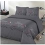 VISION Parure de couette Love - 100% coton - 1 housse de couette 200 x 200 cm + 2 taies d'oreiller 65 x 65 cm - Gris anthracite