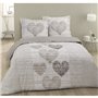 VISION Parure de couette Alice - 100% coton - 1 housse de couette 200 x 200 cm + 2 taies d'oreiller 65 x 65 cm - Beige