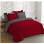 VISION - Bicolore - Housse de couette Réversible 240x220cm avec 2 taies 65x65cm - Anthracite/rouge - 100% coton