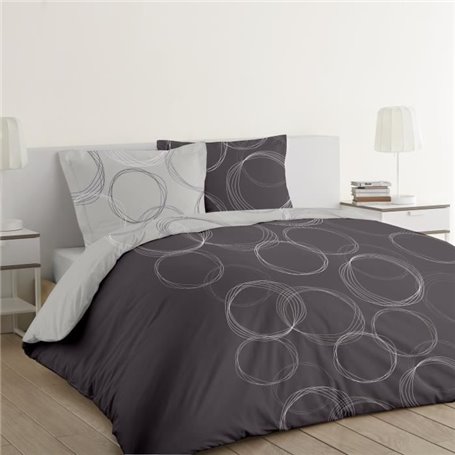 VISION Parure de couette Lenny - 100% coton - 1 housse de couette 200 x 200 cm + 1 taie 65 x 65 cm - Gris anthracite