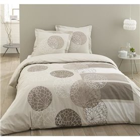 VISION Parure de couette Adele - 100% coton - 1 housse de couette 200 x 200 cm + 2 taies d'oreiller 65 x 65 cm a volant plat -