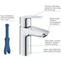 Mitigeur monocommande Lavabo GROHE Start - Taille S - limiteur de température - économie d'eau - 23550002