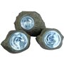 Lot de 3 rochers solaires de jardin a poser - LUMISKY - ROCKY BROWN - 14 et 9 cm - Balisage - LED blanc