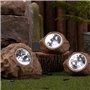 Lot de 3 rochers solaires de jardin a poser - LUMISKY - ROCKY BROWN - 14 et 9 cm - Balisage - LED blanc