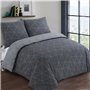 VISION Parure de couette Hugo - 100% coton - 1 housse de couette 240 x 260 cm + 2 taies d'oreiller 65 x 65 cm - Gris anthracite