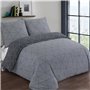 VISION Parure de couette Hugo - 100% coton - 1 housse de couette 240 x 260 cm + 2 taies d'oreiller 65 x 65 cm - Gris ant