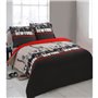 VISION Parure de couette New York - 100% coton - 1 housse de couette 200 x 200cm + 2 taies d'oreiller 65 x 65cm - Rouge et gris