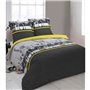 VISION Parure de couette New York - 100% coton - 1 housse de couette 200 x 200cm + 2 taies d'oreiller 65 x 65cm - Jaune et Gris