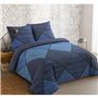 VISION - Parure de lit  HAROLD - 100% coton - 1 housse de couette 200x200cm + 2 taies d'oreiller 65x65cm - Bleu