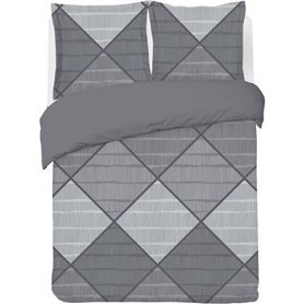 Parure Housse de couette - VISION - Harold  - 200 x 200 cm - 2 taies assorties 65 x 65 cm - Gris -  100% coton