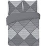 Parure Housse de couette - VISION - Harold  - 200 x 200 cm - 2 taies assorties 65 x 65 cm - Gris -  100% coton