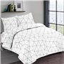 VISION Parure de couette Hugo - 100% coton - 1 housse de couette 140 x 200 cm + 1 taie d'oreiller 65 x 65 cm - Blanc